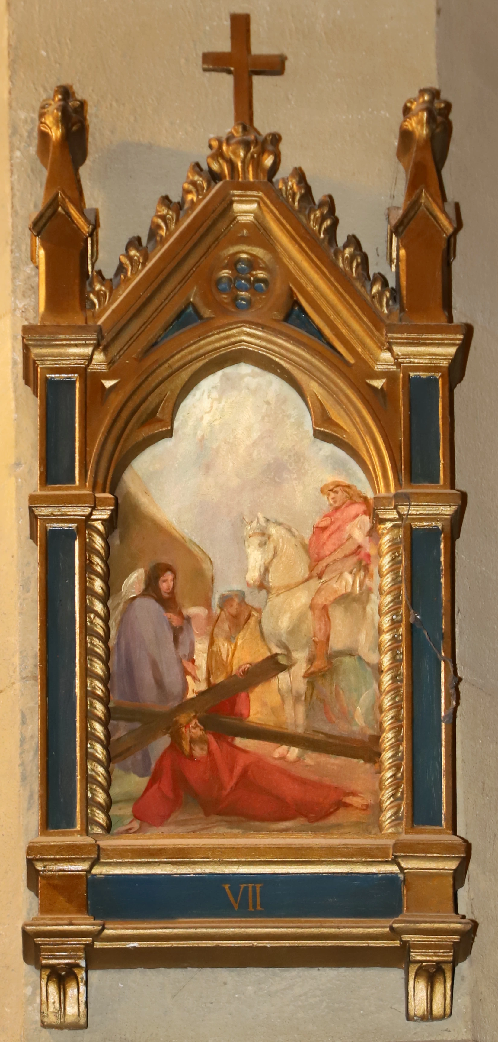 Via Crucis, 1927, stazione 7 Gesù cade per la seconda volta - Chiesa dei sette santi, Firenze